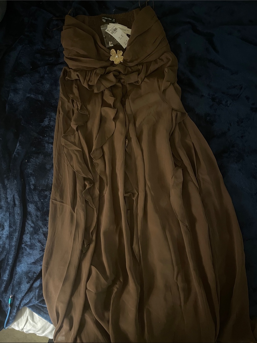 Abercrombie & Fitch Brown Ruffled Maxi Skirt